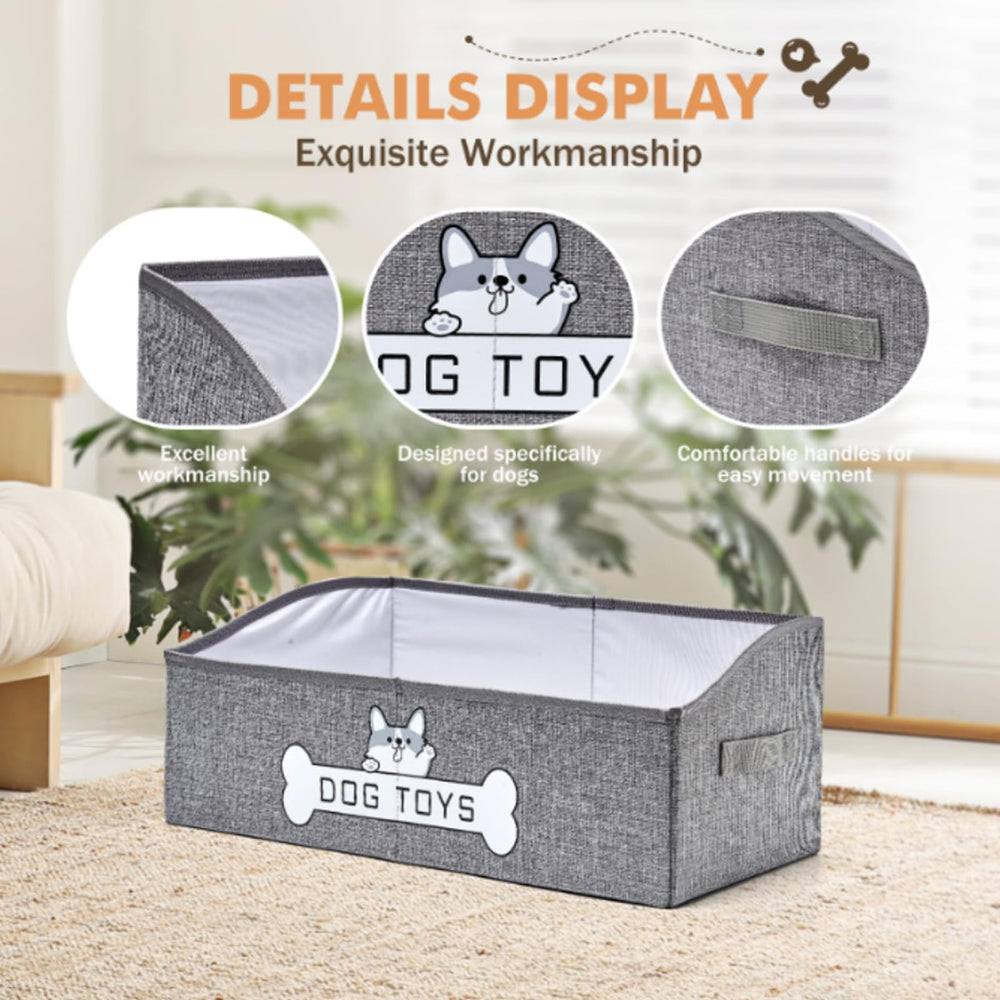 Mutiearo dog toy bin in living room decor complements home aesthetics.