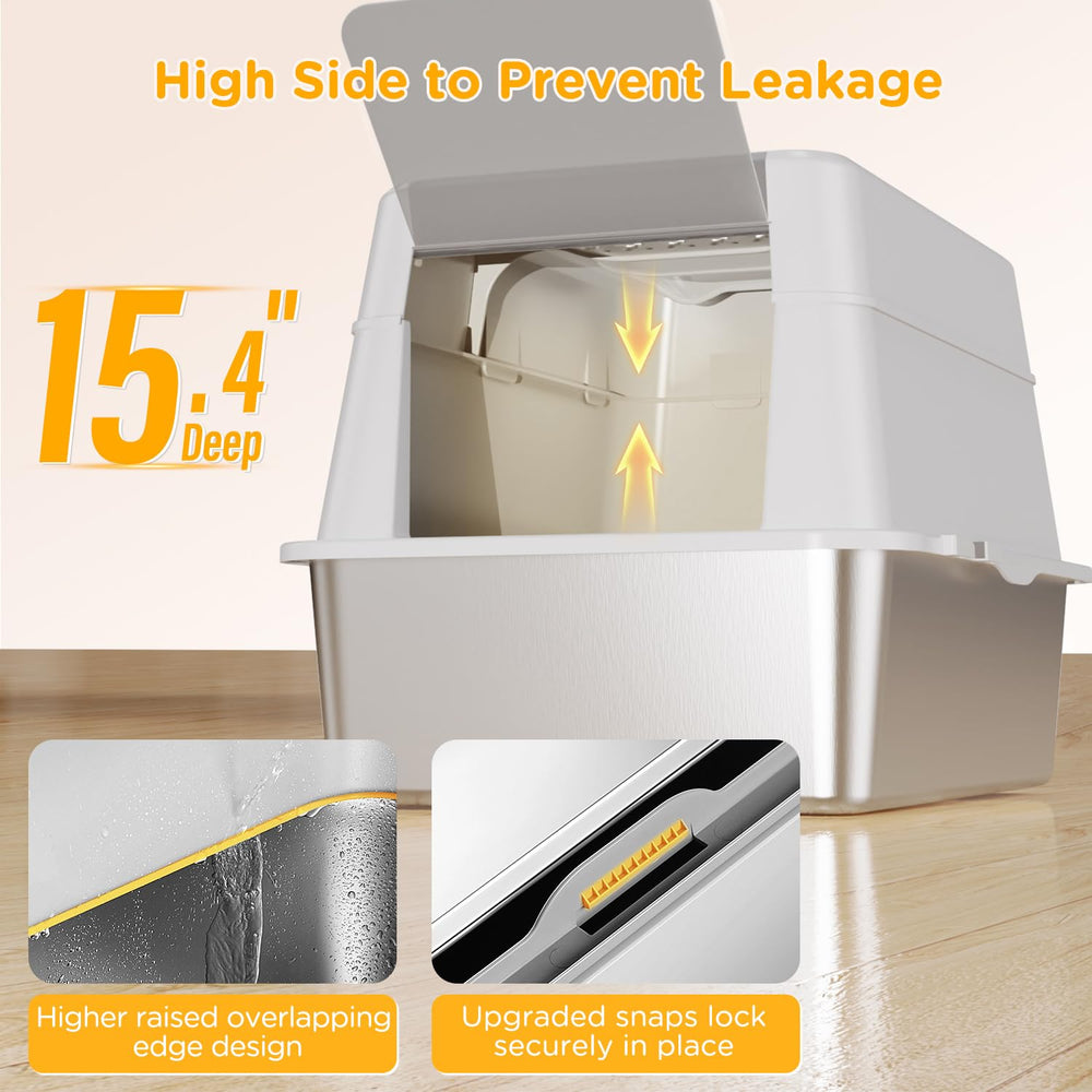 Mutrelenx XL cat litter box side profile highlights tall walls reducing litter scatter.