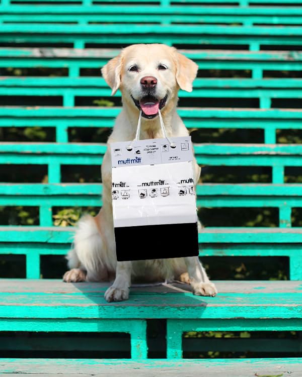 Mutt Mitt white bags with black bottom ply highlight two-layer construction.