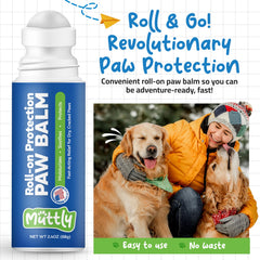 Muttly Paw Balm in snowy winter setting provides protection