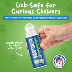 Muttly Roll-On Paw Balm applicator glide enables quick paw care