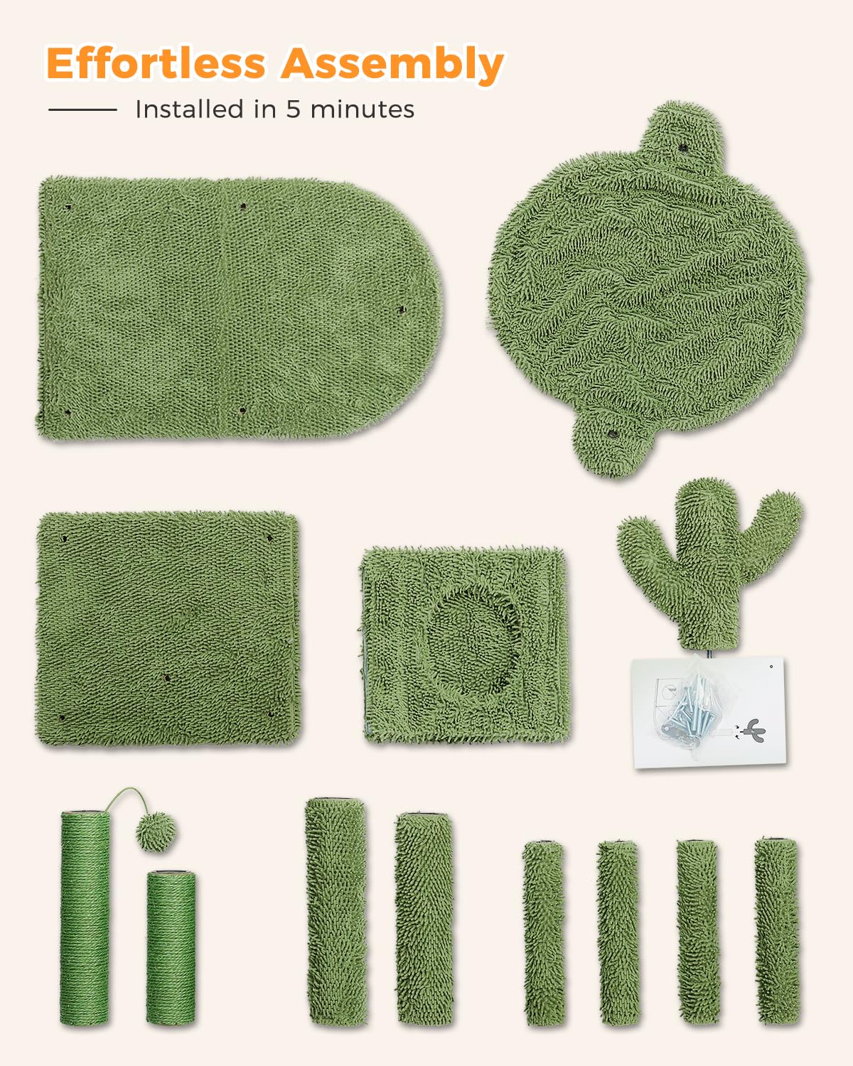 MUTTROS Cactus Cat Tree plywood base provides stable, durable support