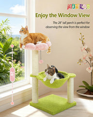 MUTTROS flower-cat-tree-large-hammock pink with plush surface offering roomy lounging.