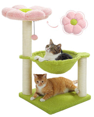 MUTTROS Flower Cat Tree top perch in pink for cozy naps and playful observation at home.