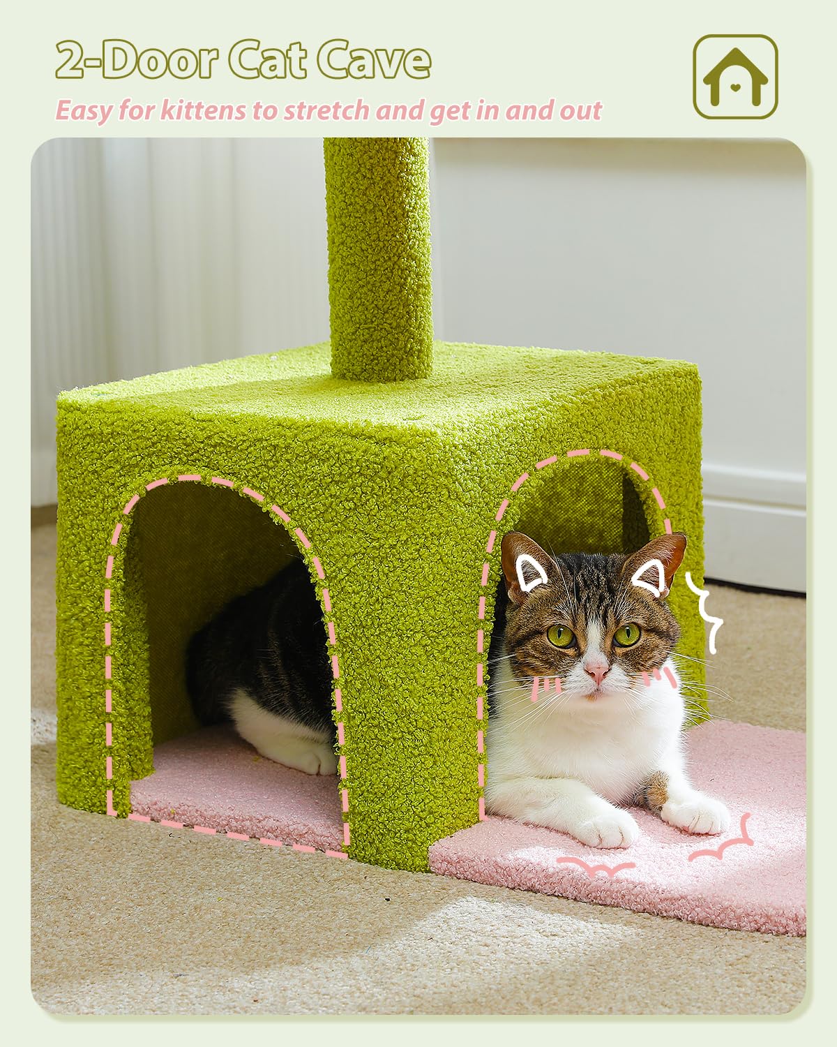 MUTTROS Flower Cat Tree two-door condo is a private retreat for naps