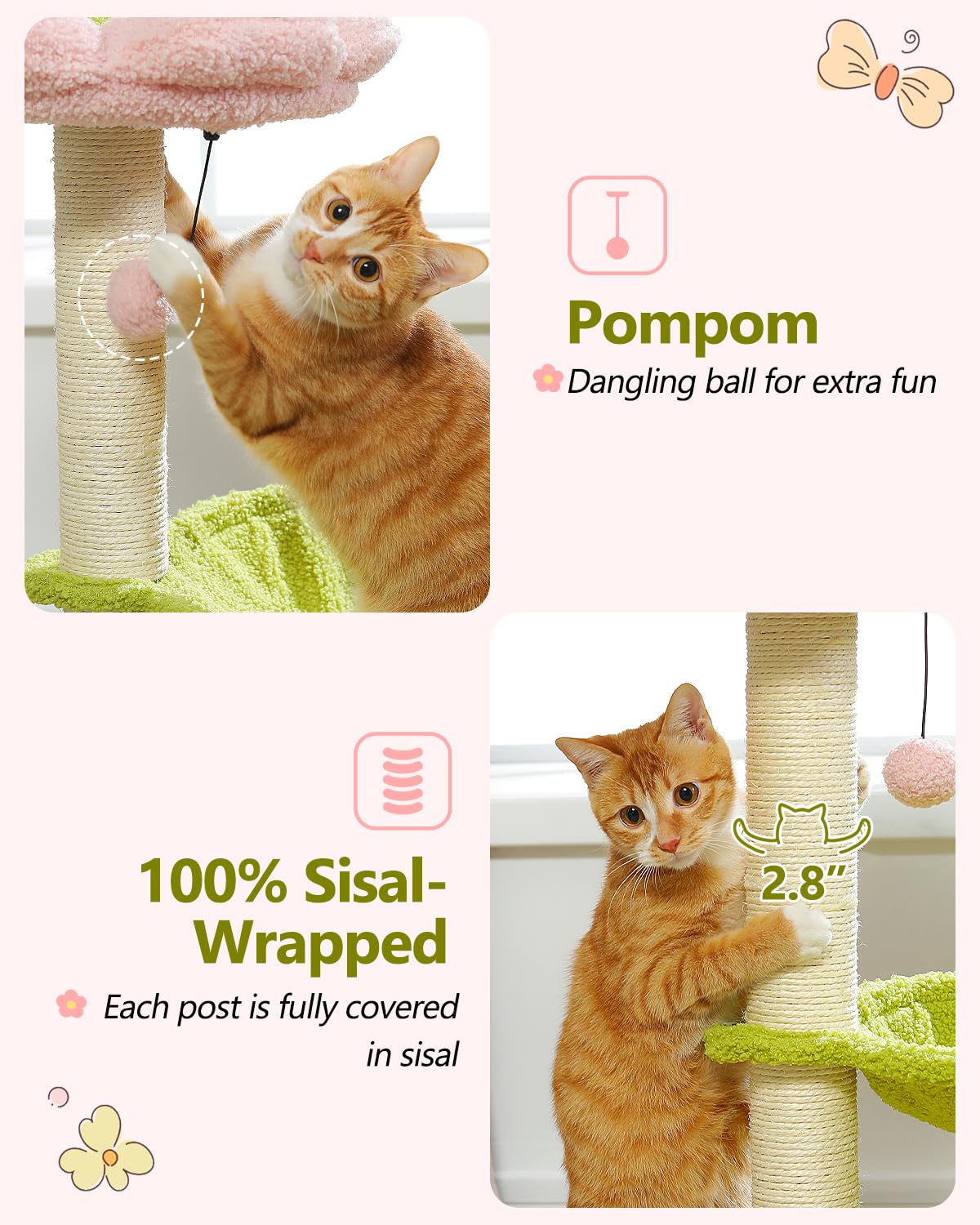 MUTTROS flower-design cat tree doubles as stylish home decor in pink.