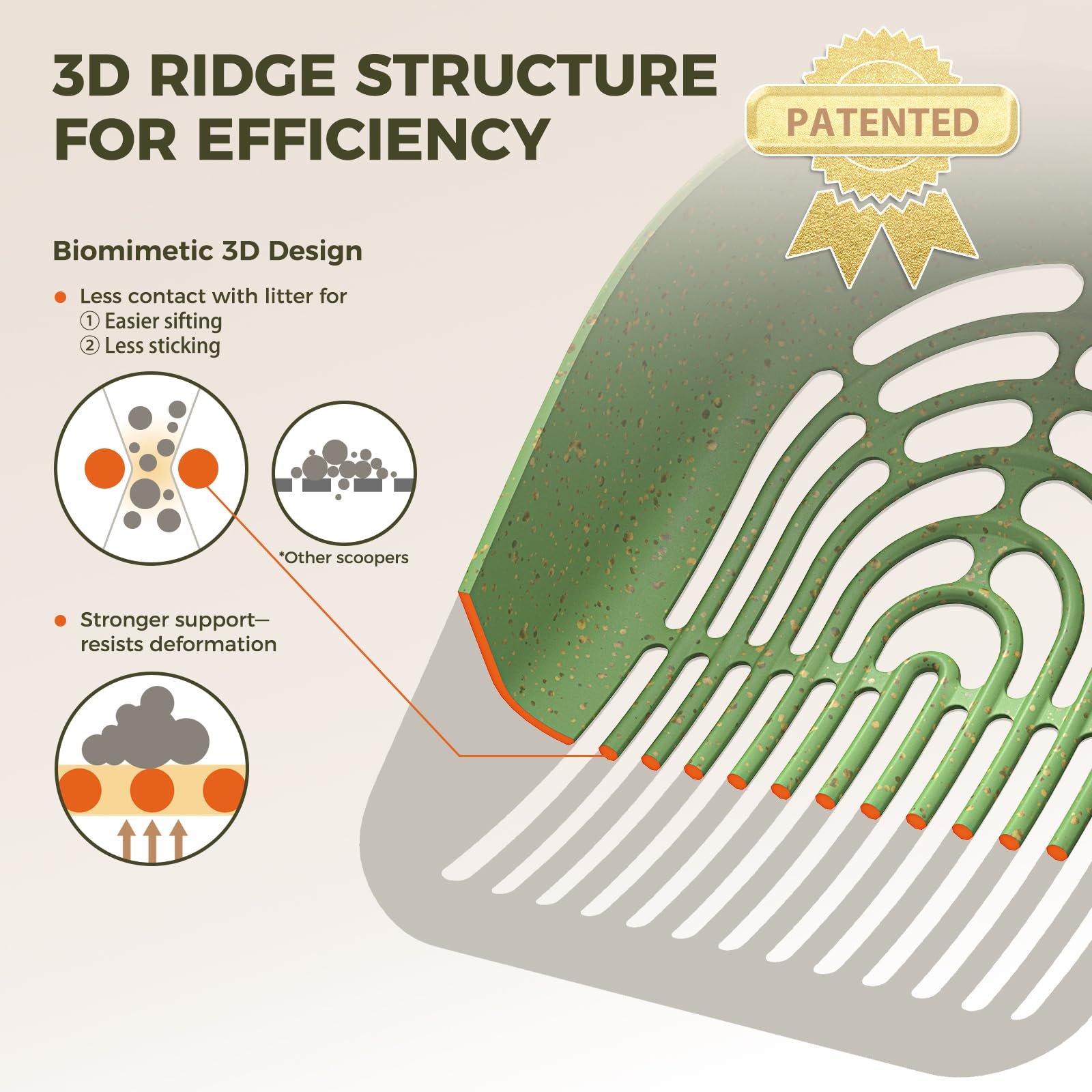 MUTTROS segmented-filtering-dual-holes supports faster sifting across litter varieties.