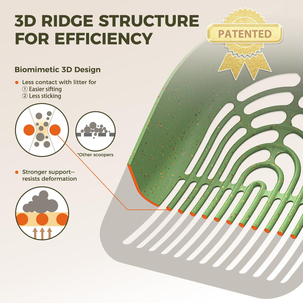 MUTTROS segmented-filtering-dual-holes supports faster sifting across litter varieties.