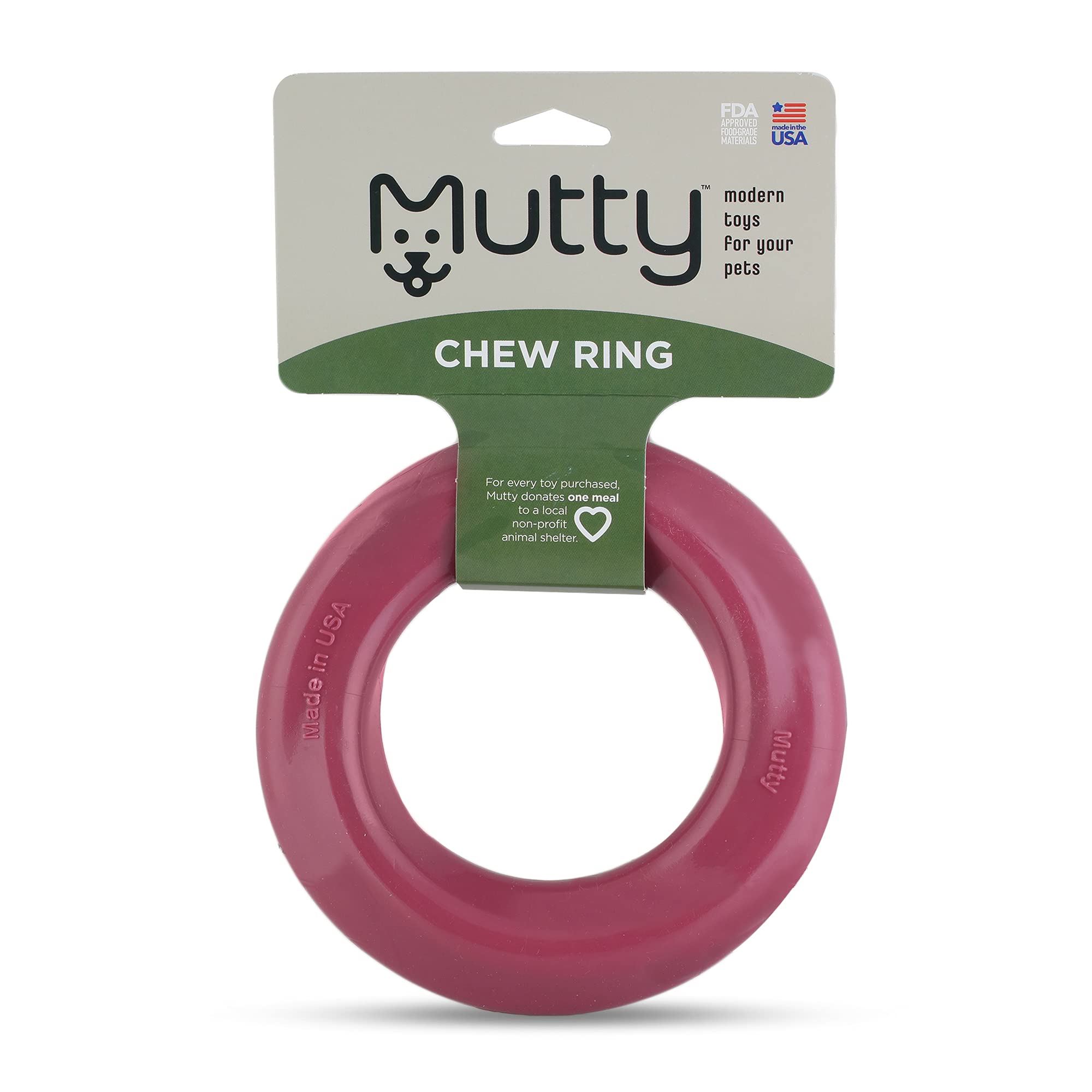 Mutty Dog Chew Ring closeup shows durable rubber texture ideal for aggressive chewers.