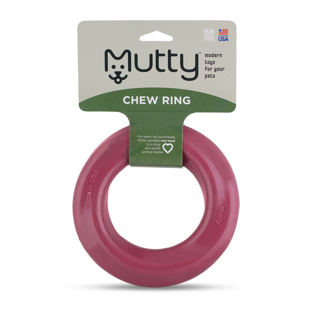 Mutty Dog Chew Ring closeup shows durable rubber texture ideal for aggressive chewers.