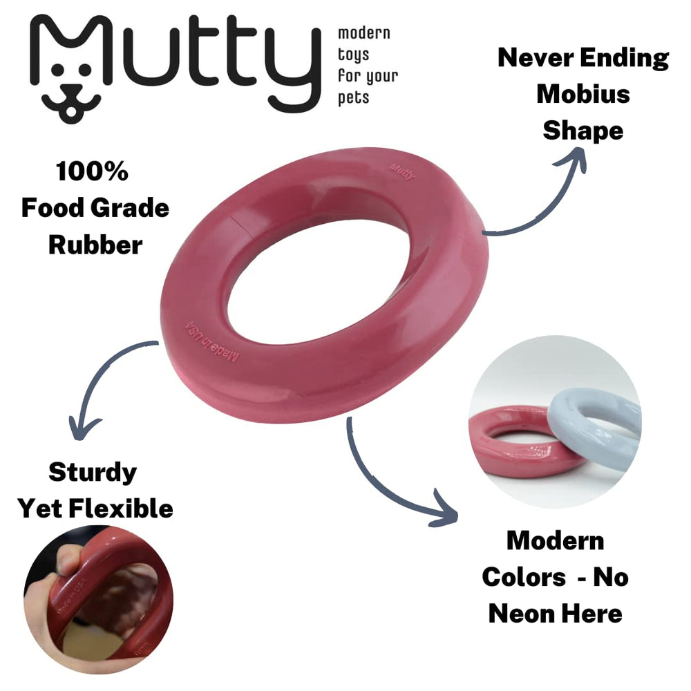 Mutty Dog Chew Ring tug toy highlights USA-made quality and safe materials for pets.