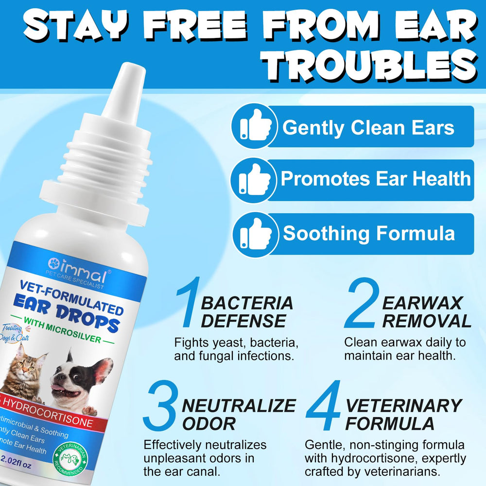 MuuDew dog-cat ear drops application demonstrates easy at-home ear care routine.