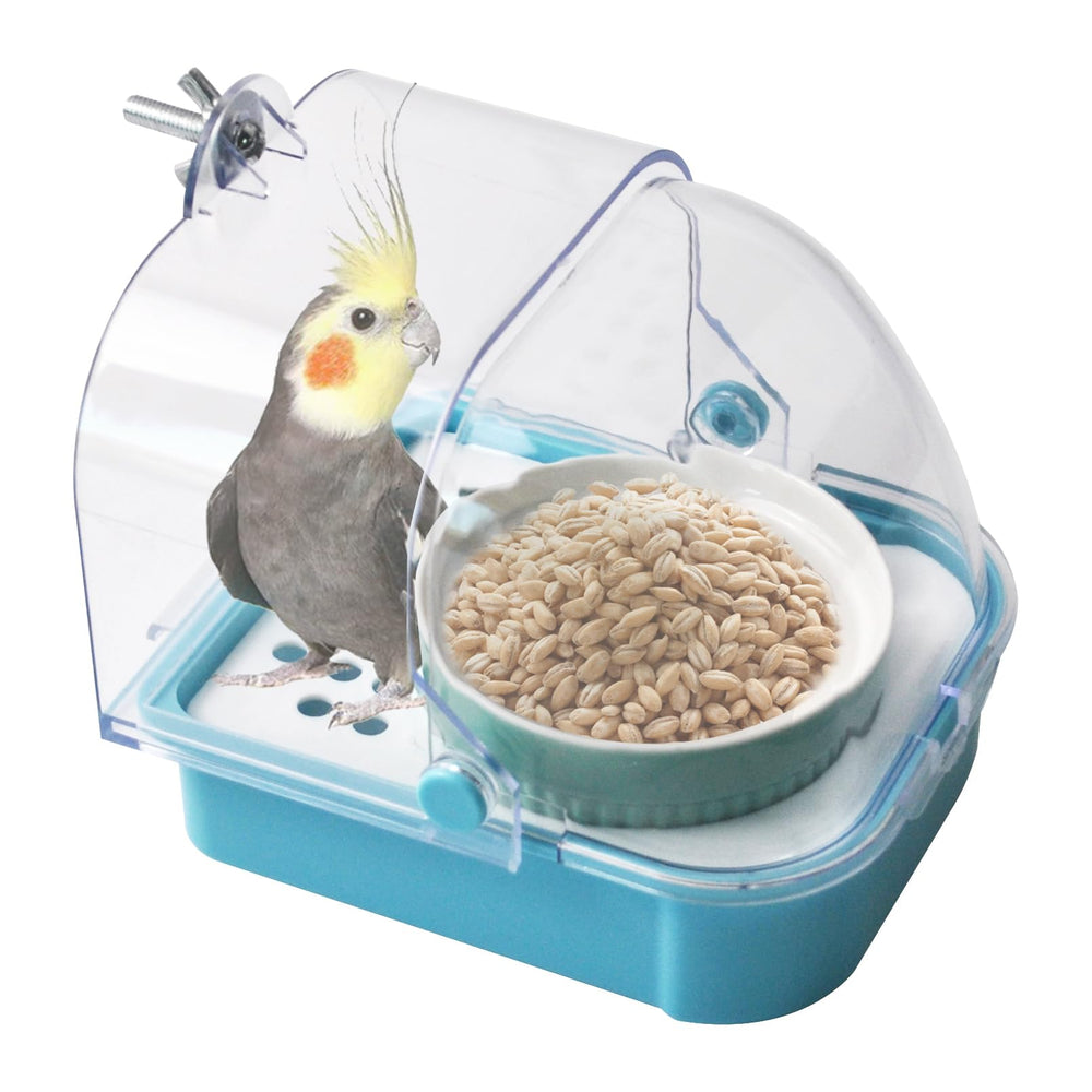 MUYG 2-in-1 no mess bird feeder blue assembly reduces spills.