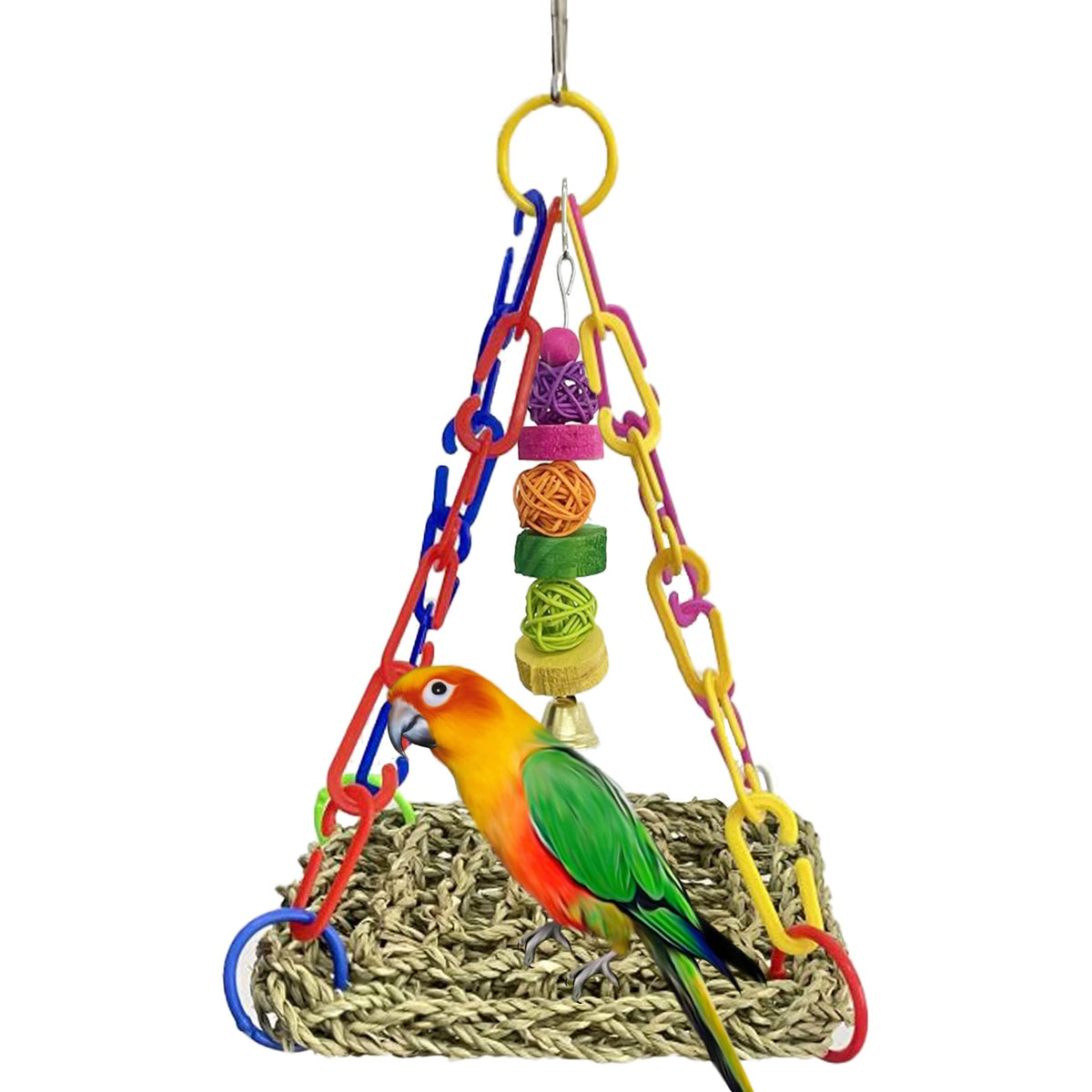 MUYG bird seagrass mat 7x7in provides a natural perch and enrichment for snacks and play