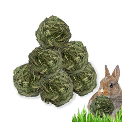 MUYG bunny Timothy grass ball closeup for natural chewing and stress relief.