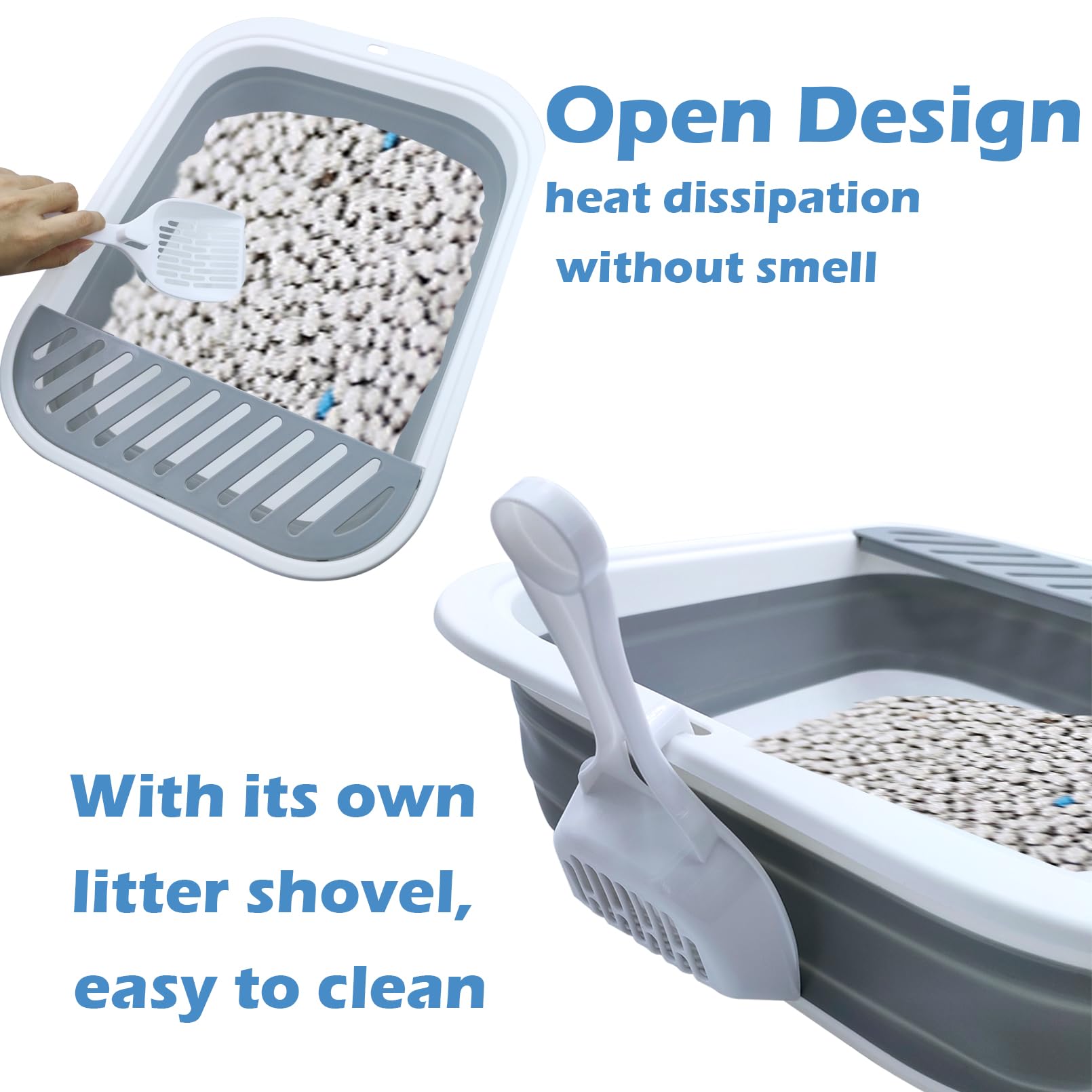 MUYG collapsible cat litter box with scoop eases quick cleanup