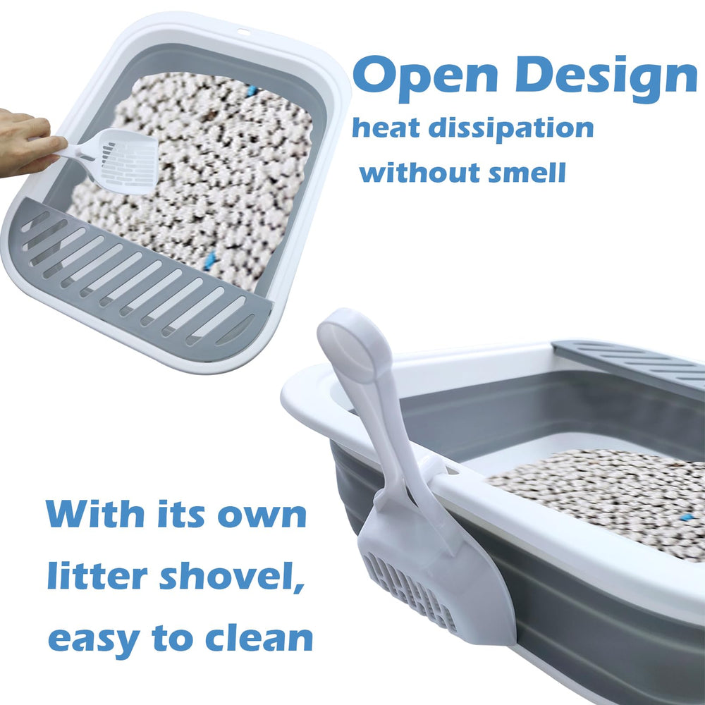 MUYG collapsible cat litter box with scoop eases quick cleanup