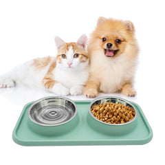 MUYG double dog bowls stainless steel bowls keep feeding tidy and easy to sanitize