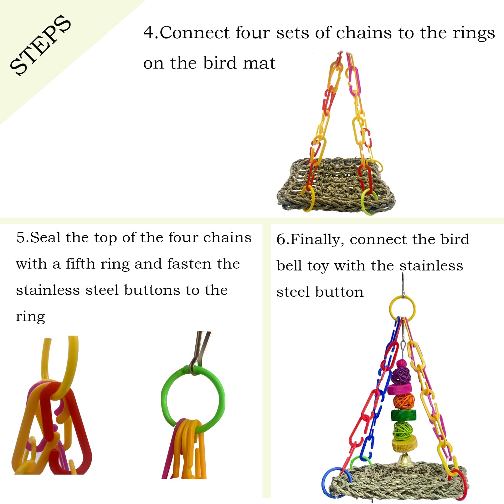 MUYG easy-installation seagrass mat designed for simple cage or room hanging
