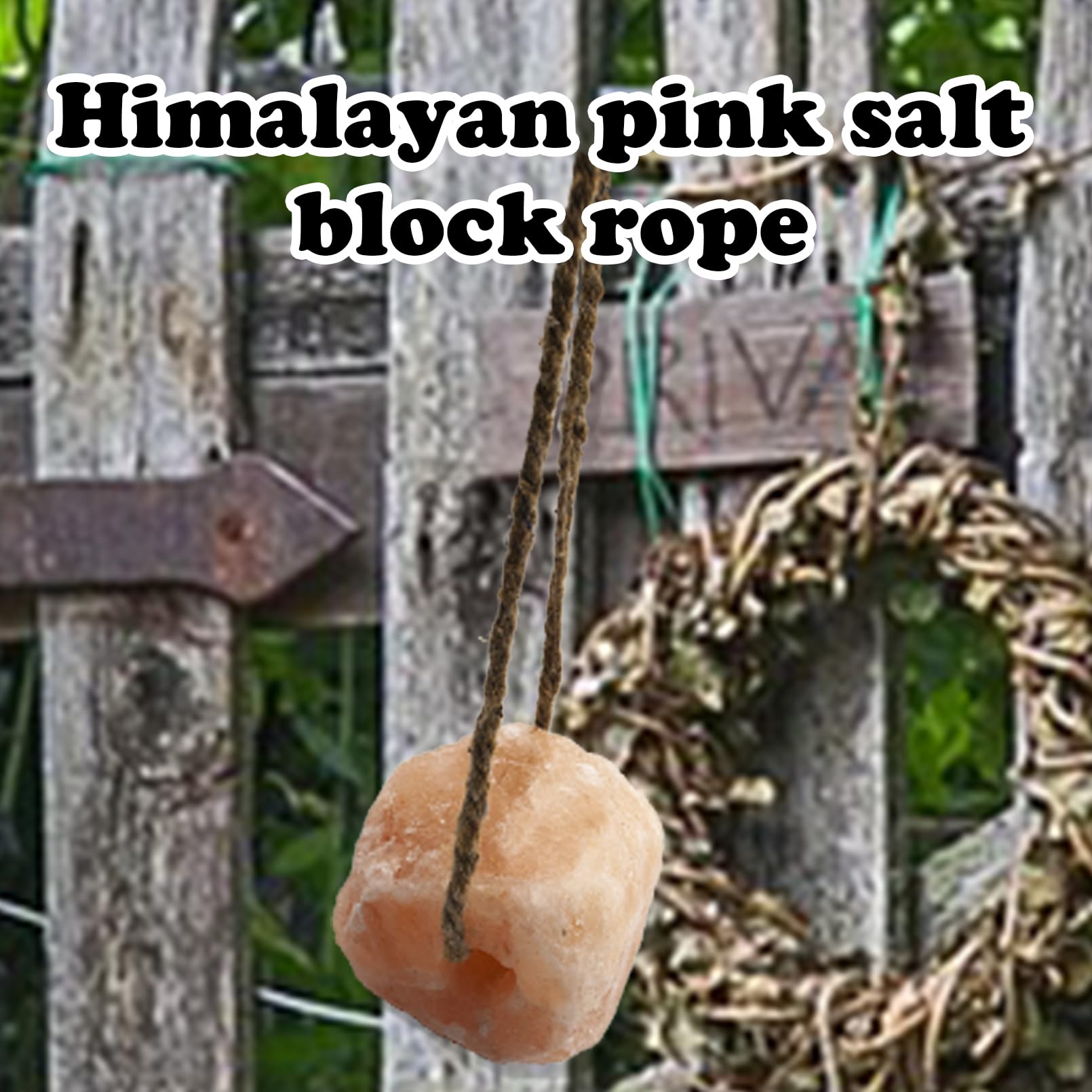 MUYG Himalayan salt lick rope adjustable demonstrates easy height positioning for various animals