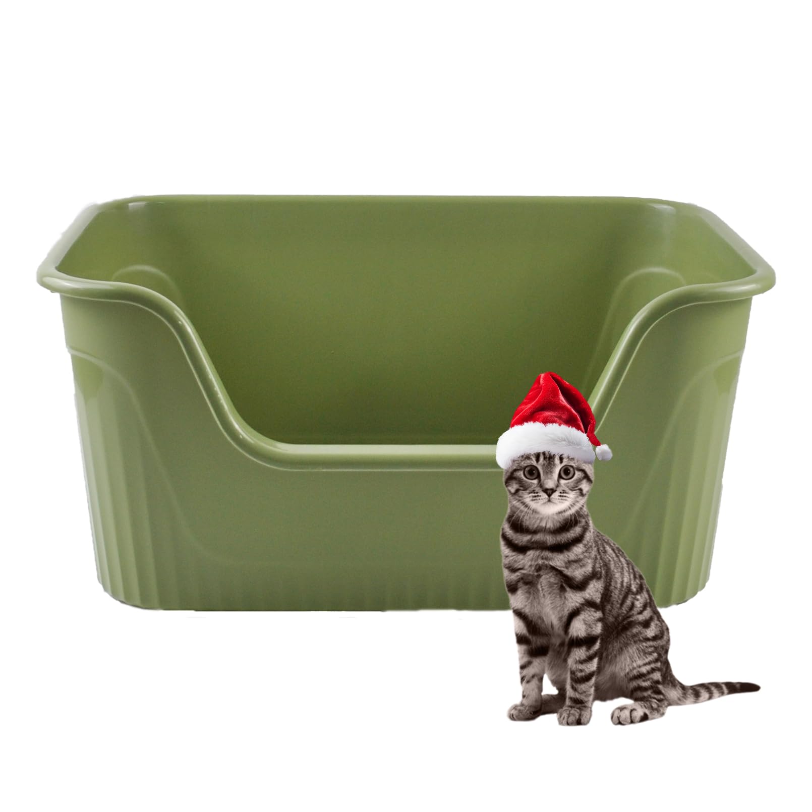 MUYG large cat litter box front view shows a spacious interior for comfortable movement and easy access