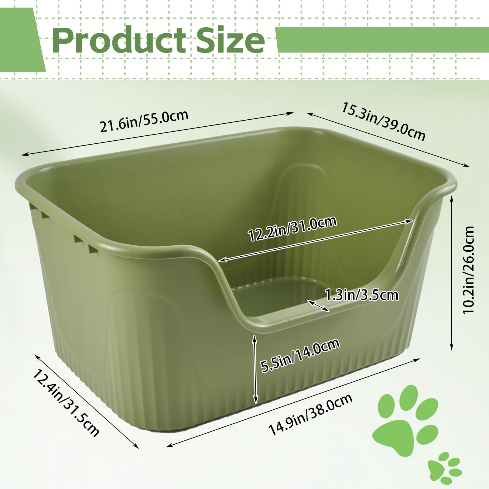 MUYG large cat litter box high sides image emphasizes containment for digging cats