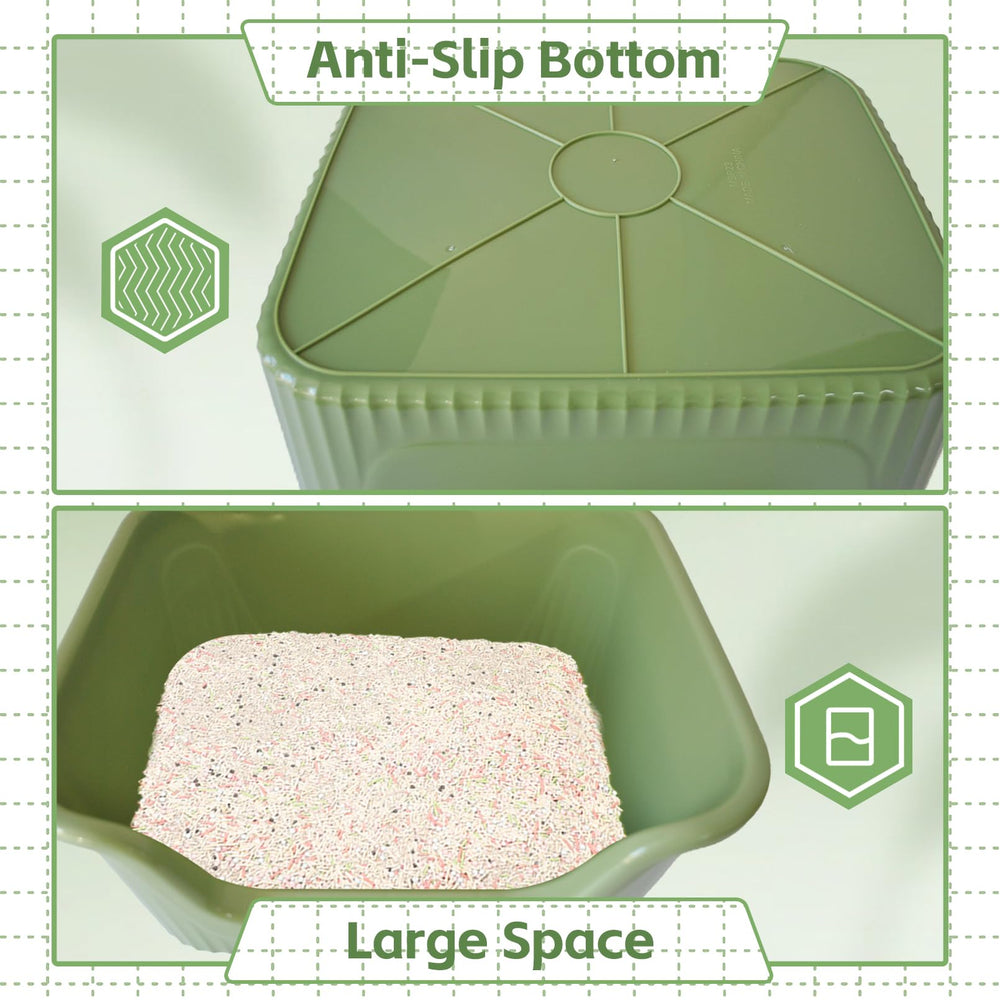 MUYG large cat litter box open-top image shows ventilation and odor control in use