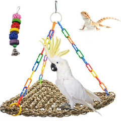 MUYG large seagrass mat bird hammock in natural weave for comfy resting and play