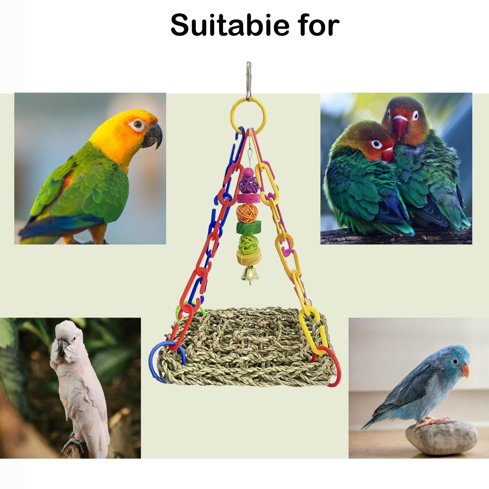 MUYG multi-use bird toy supports climbing, foraging, and decorative habitat enrichment