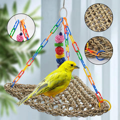 MUYG natural woven seagrass hammock adds space-saving decor and enrichment