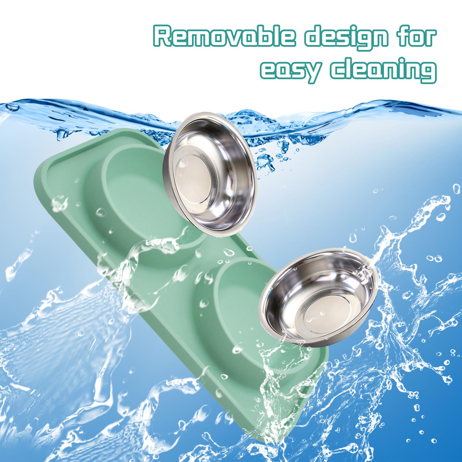 MUYG removable stainless steel bowls simplify cleaning after meals