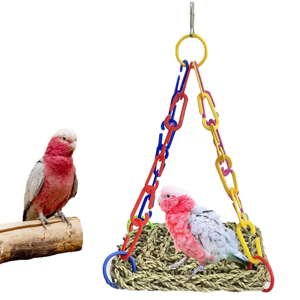 MUYG seagrass mat hammock setup saves cage space while supporting climbing and chewing