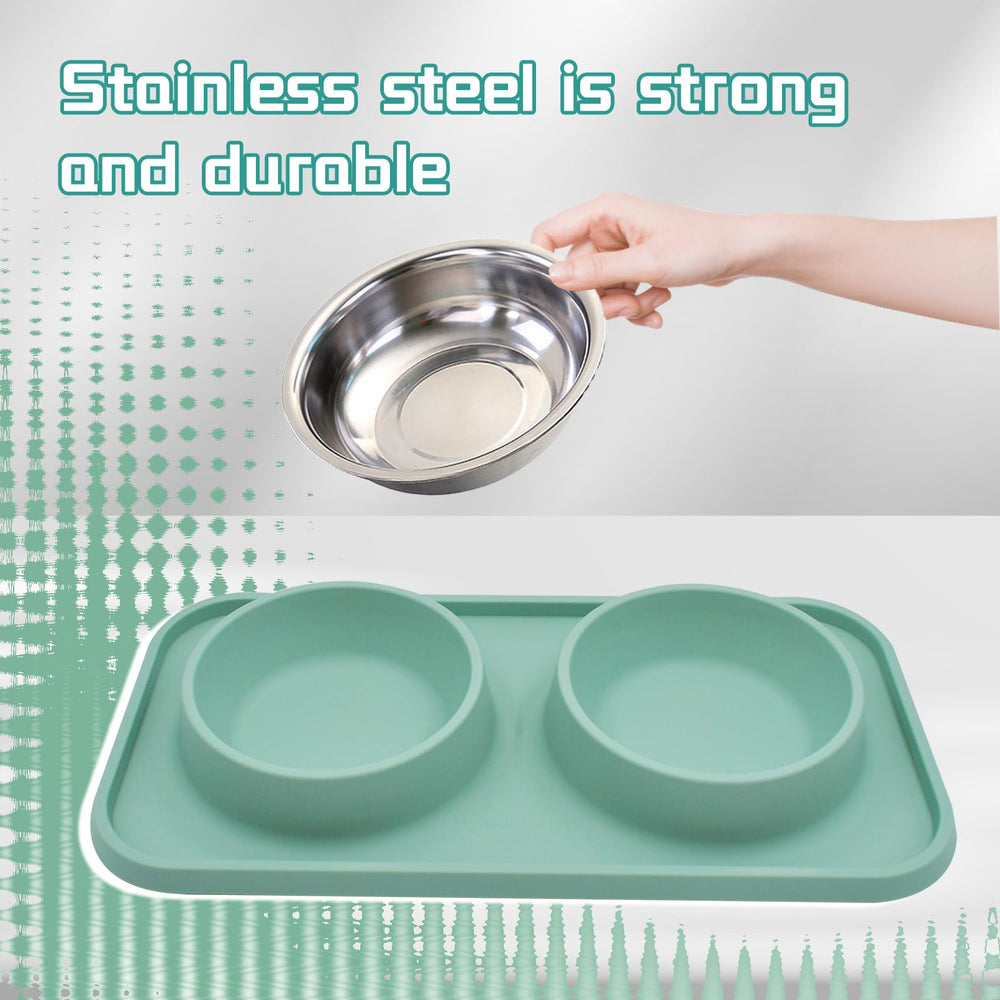 MUYG two bowl feeder design supports separate food and water portions