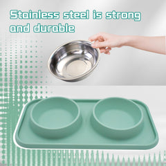 MUYG two bowl feeder design supports separate food and water portions