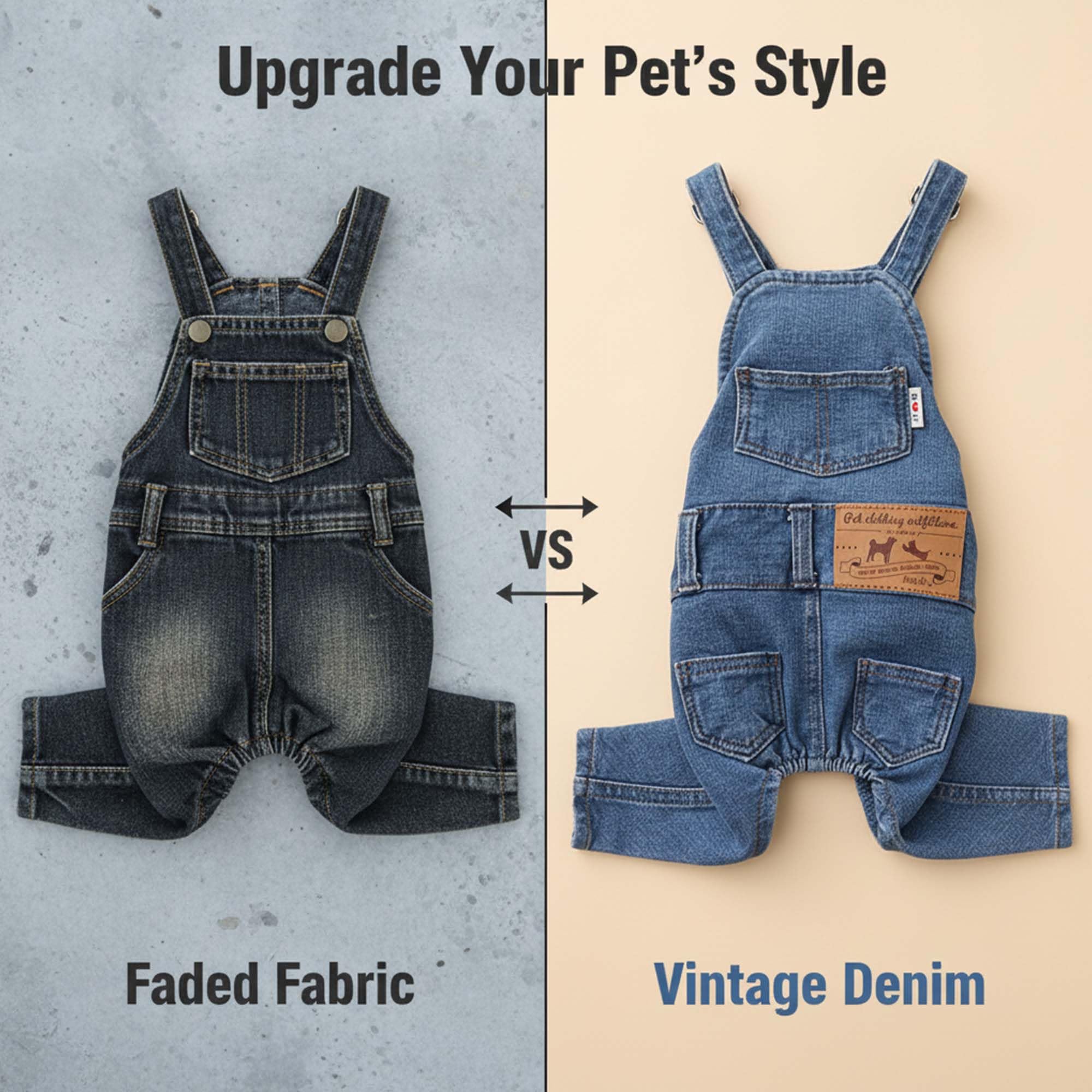 MuYaoPet dog denim jumpsuit blue closeup denim texture for comfort
