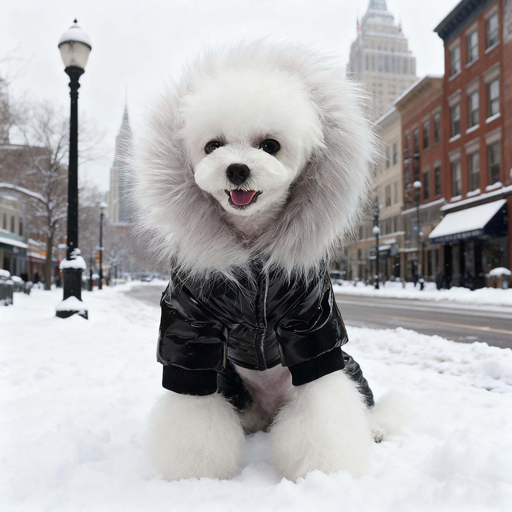 MuYaoPet padded jacket with polyester insulation adds warmth in cold weather