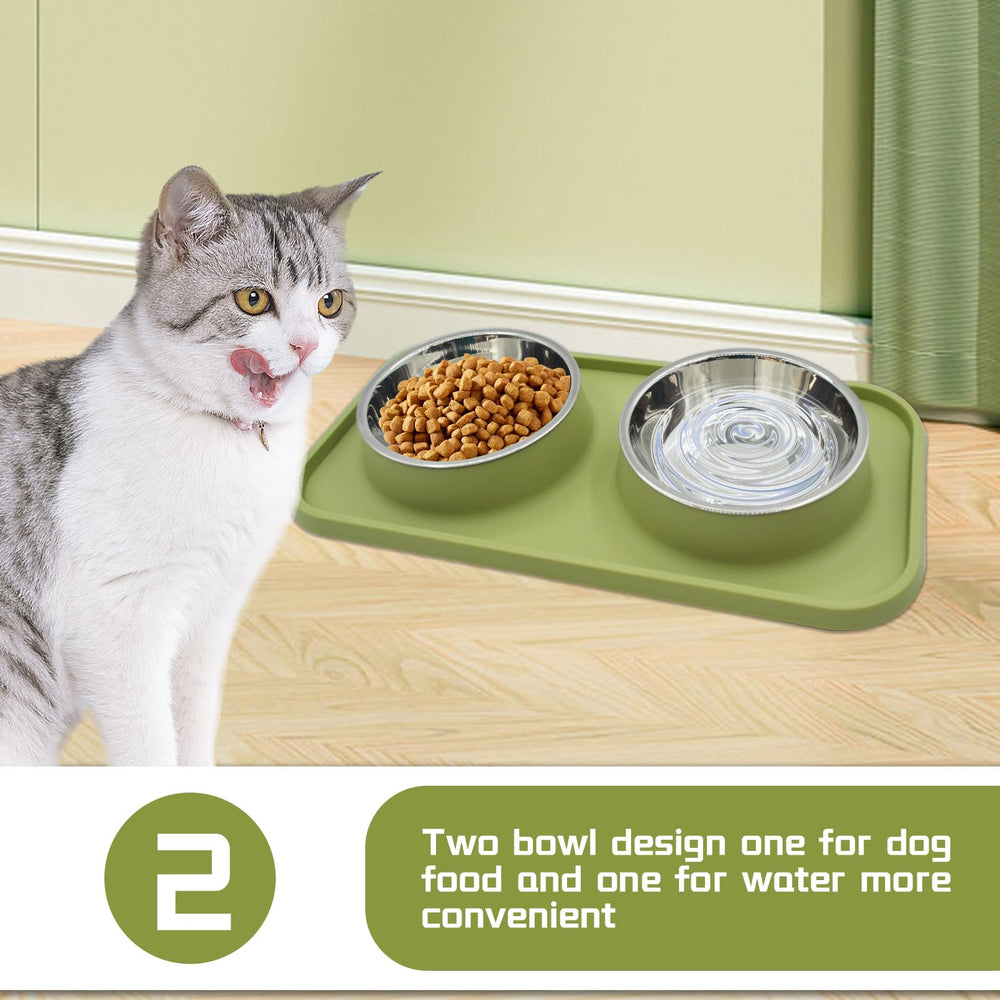 MUYG 3-in-1 feeder set handles food and water for multiple pets efficiently.