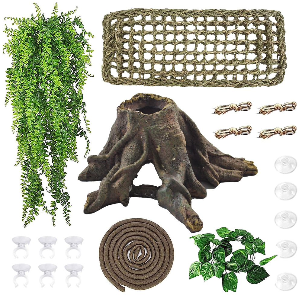 MUYG bearded dragon tree hollow-root decor for safe hiding and climbing