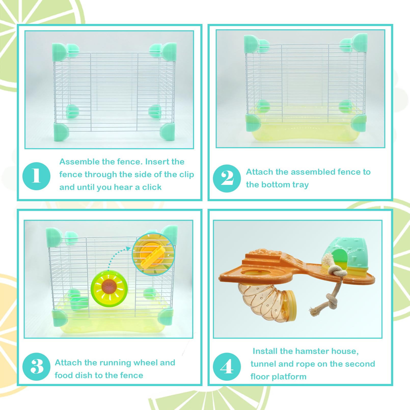 MUYG exercise wheel included in the cage supports active daily play.