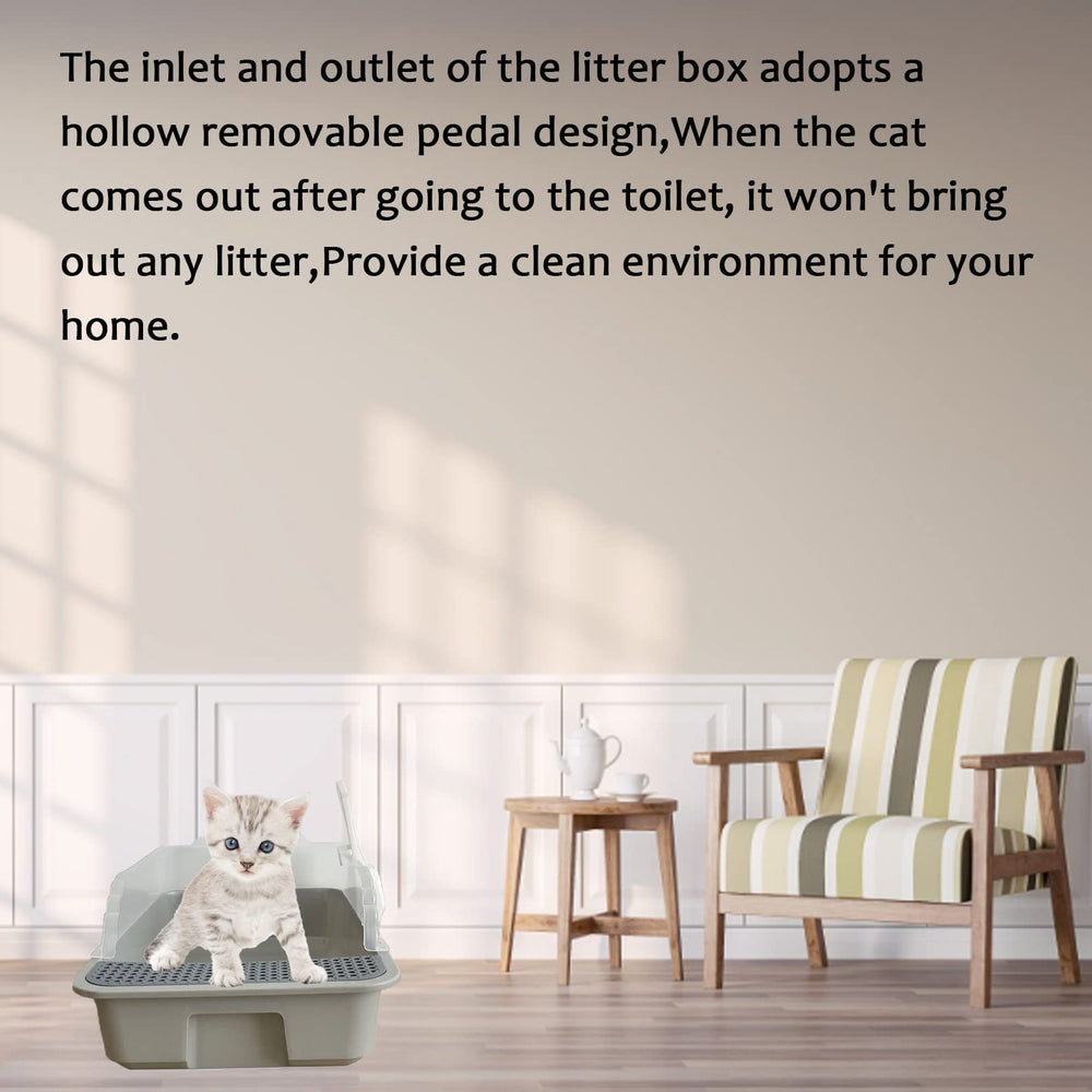 MUYG kitten litter box includes scoop for convenient cleaning.