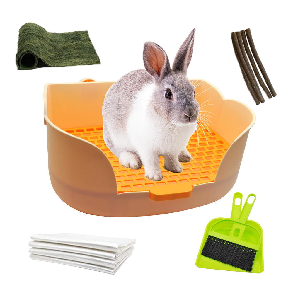 MUYG large rabbit litter box orange with durable build for easy cleaning and long use