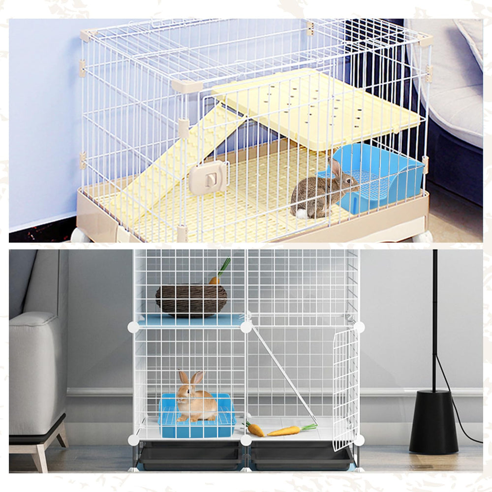 MUYG litter box with latch-secure cage attachment prevents overturning