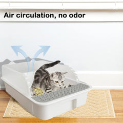 MUYG litter box with high sides prevents spills while keeping odor contained.