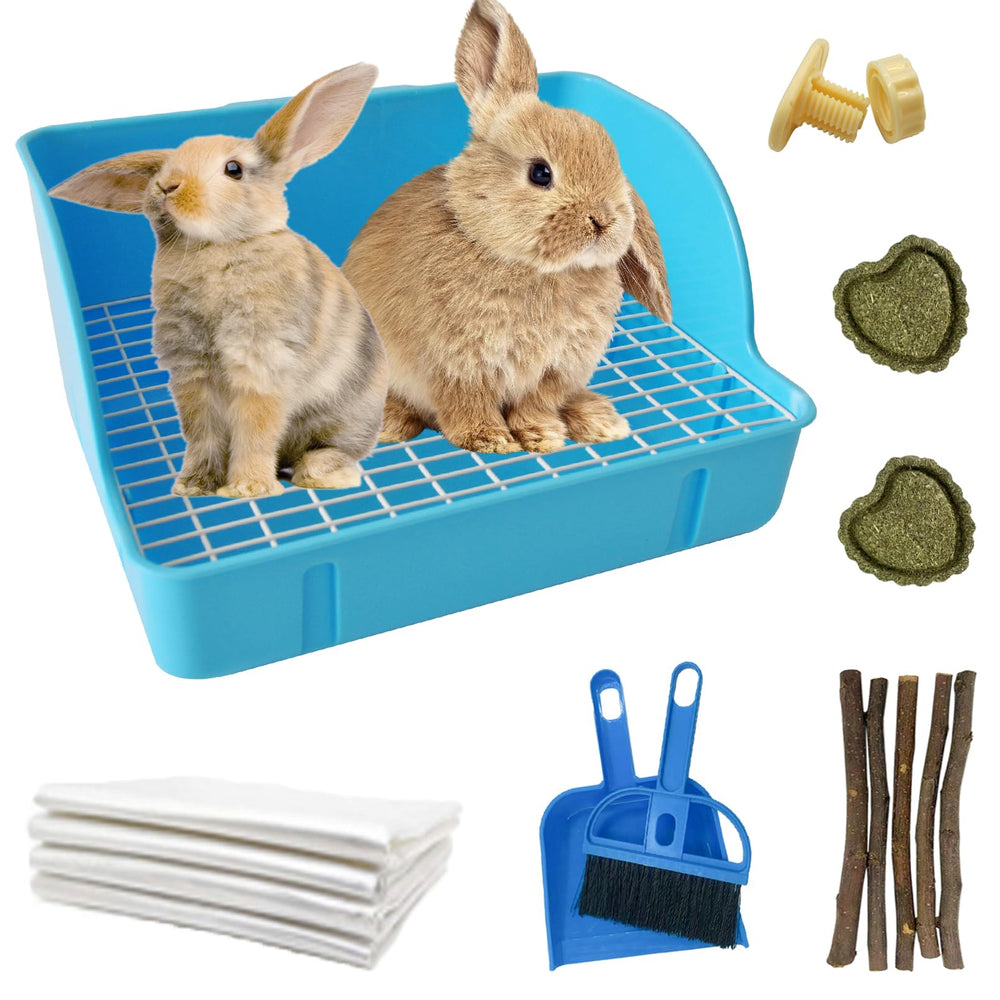 MUYG rabbit litter box blue corner design for tidy potty training