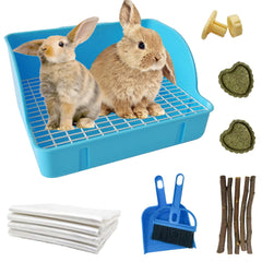 MUYG rabbit litter box blue corner design for tidy potty training