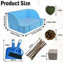 MUYG rabbit litter box blue side view helps contain spills and odors