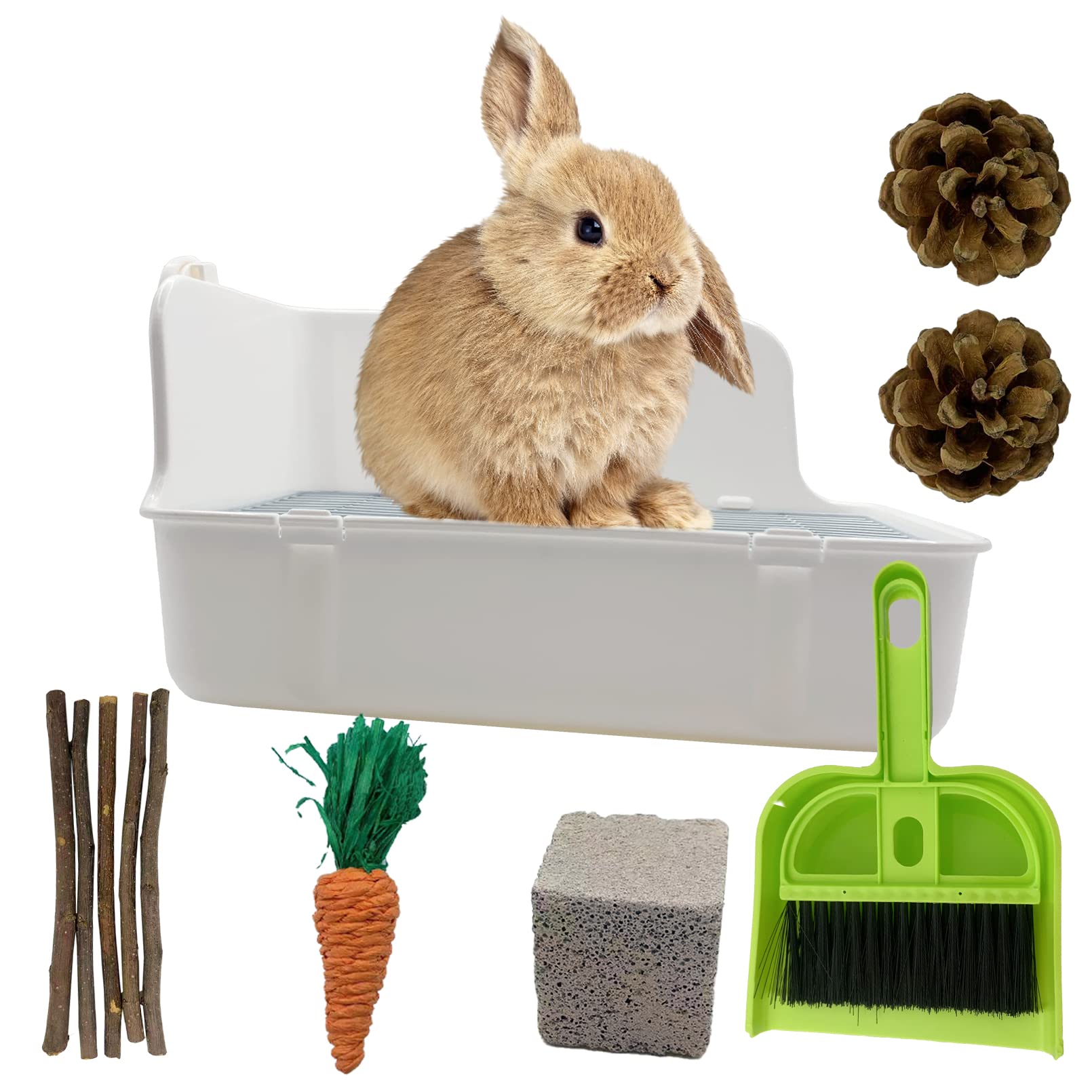 MUYG rabbit litter box corner design keeps cages tidy with secure containment.