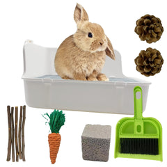 MUYG rabbit litter box corner design keeps cages tidy with secure containment.