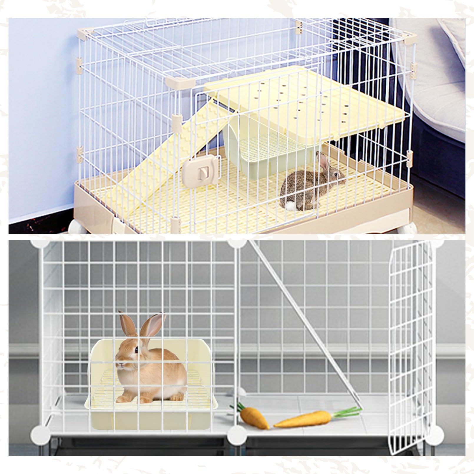 MUYG rabbit litter box with separate design for easy flushing and odor absorption.