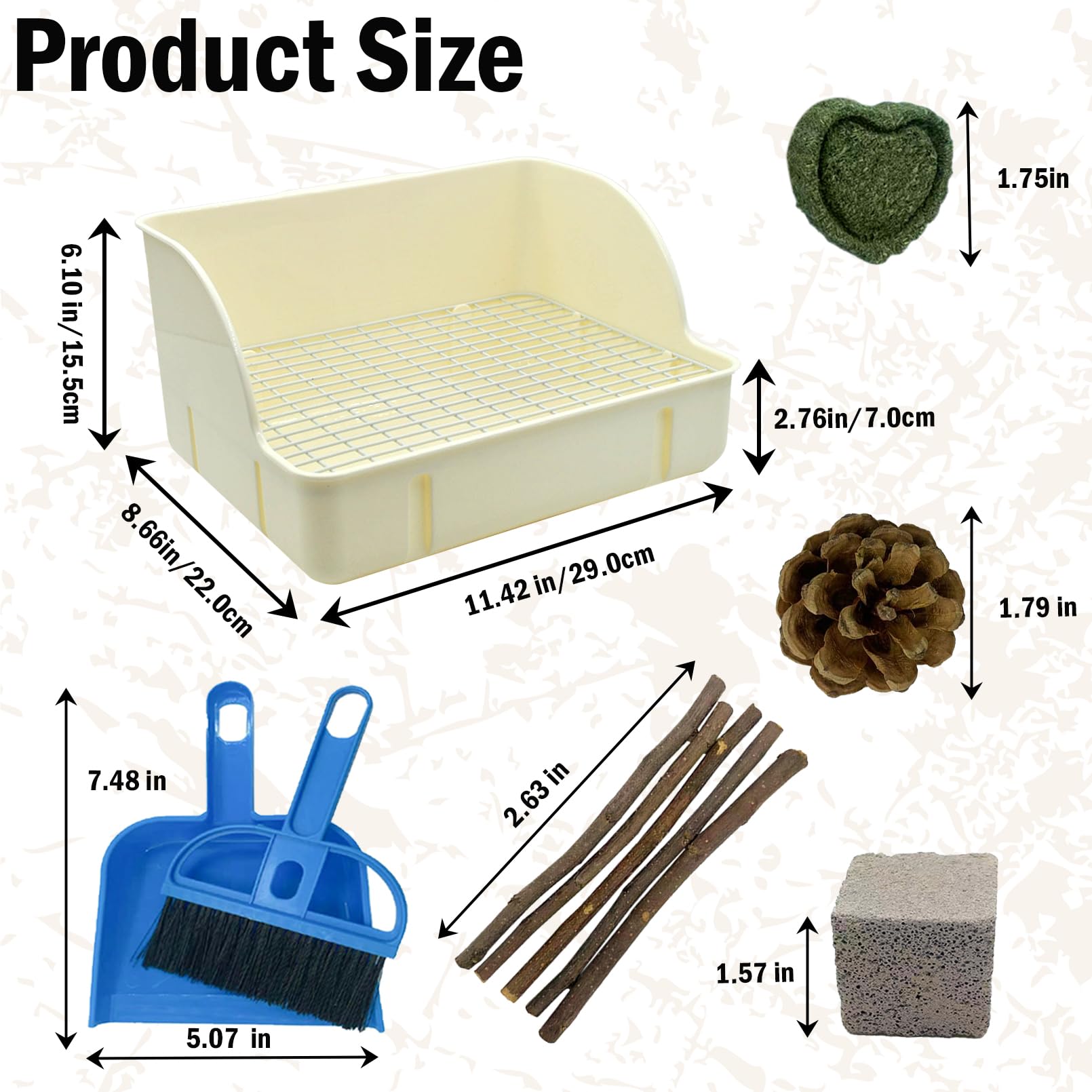 MUYG rabbit litter box side view showing space-saving design for small cages.